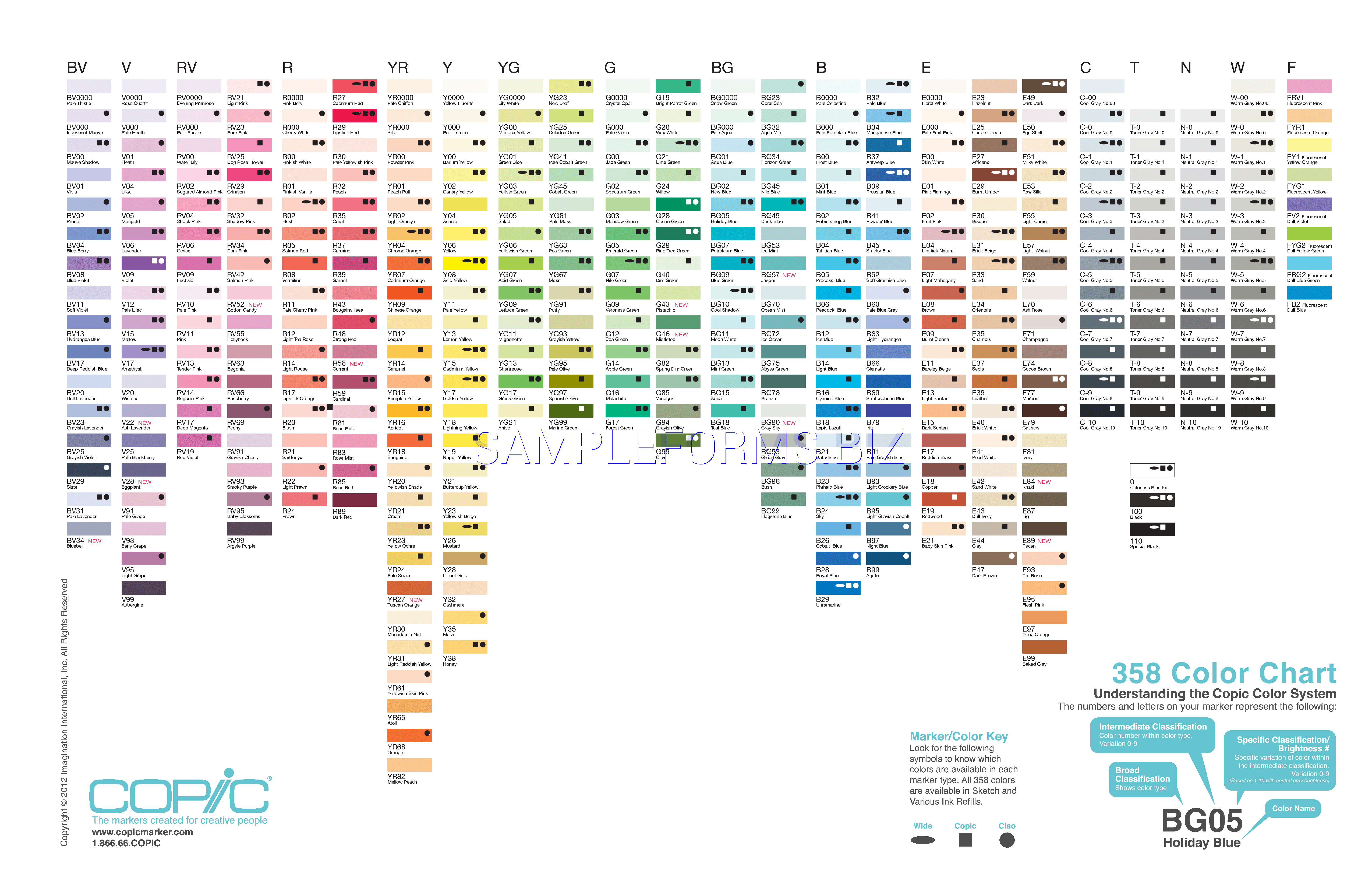 Preview free downloadable 358 Color Chart in PDF (page 1)